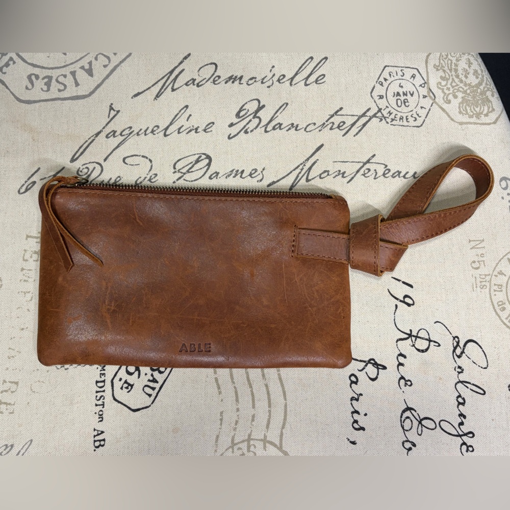 Able Tan Leather Wristlet